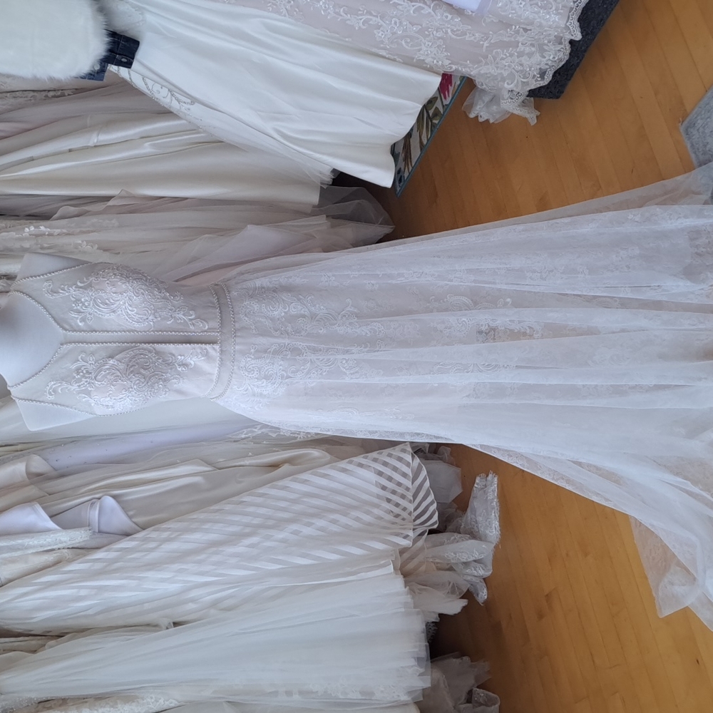 Lace Overlay Bridal Gown in White